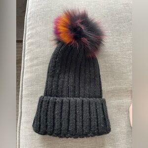 Jocelyn Beanie with real fur Pom-Pom